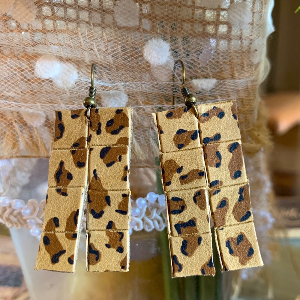 Western cowboy pant cheetah earrings. Rare!